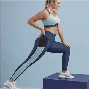 ThirdLove Kinetic Performance Colorblock Blue High Rise Athletic Legging Sz M